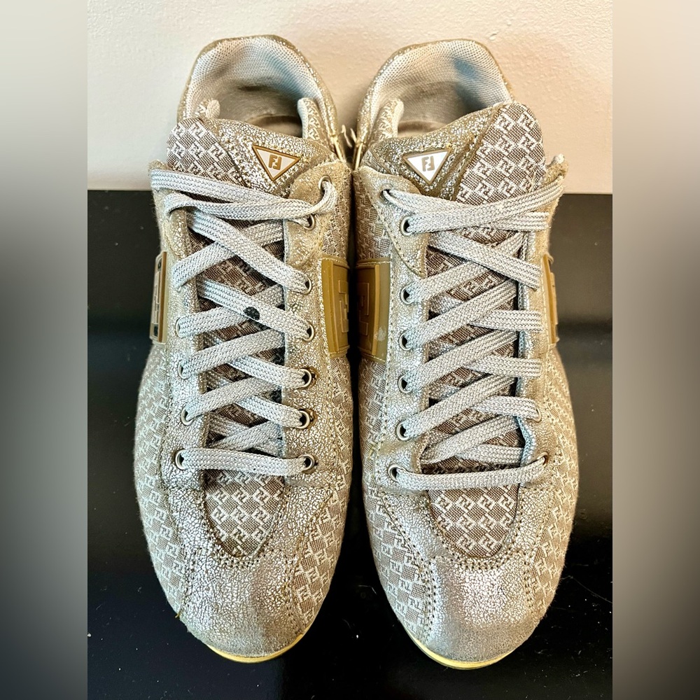 Fendi Sportive Microzucchino tennis shoes - Size 36.5 - Gold/Bronze